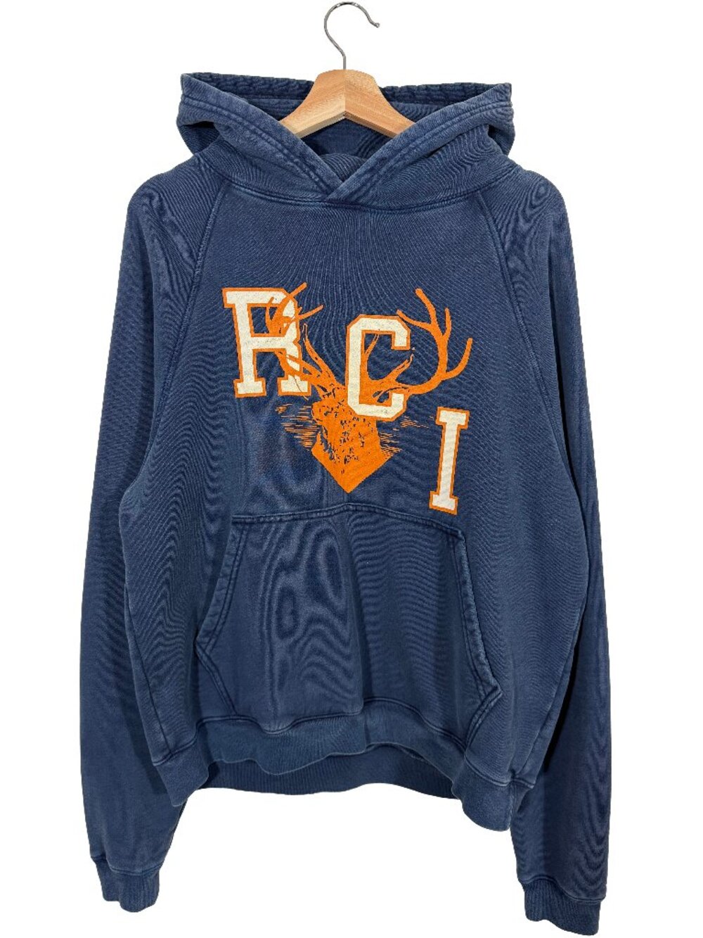 Reese Cooper AW20 "If A Tree Falls" Deer Head RCI Hoodie Blue mens size Small
